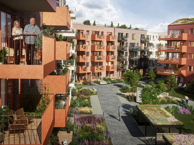 Bilde av fasaden på boligprosjektet Skårerløkka PREMIUM