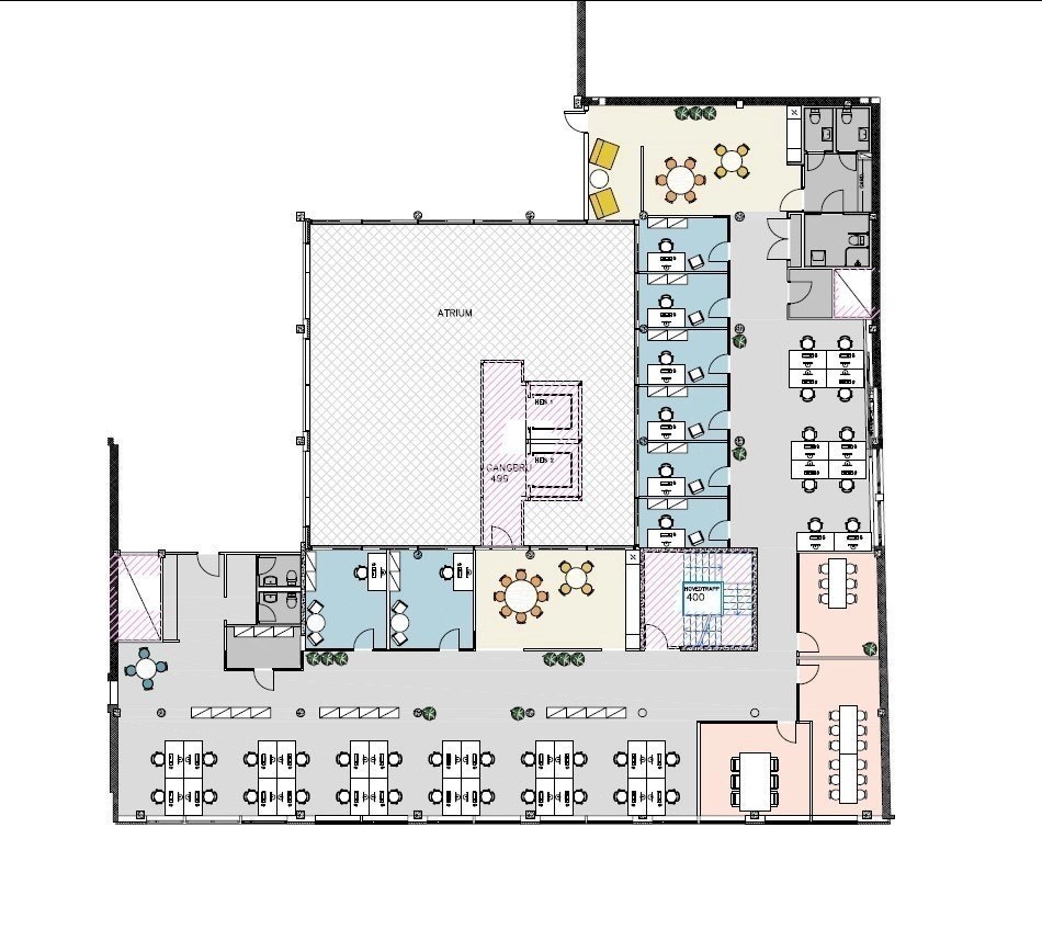 4. etg. 673 kvm brutto.  Forslag til planløsning
