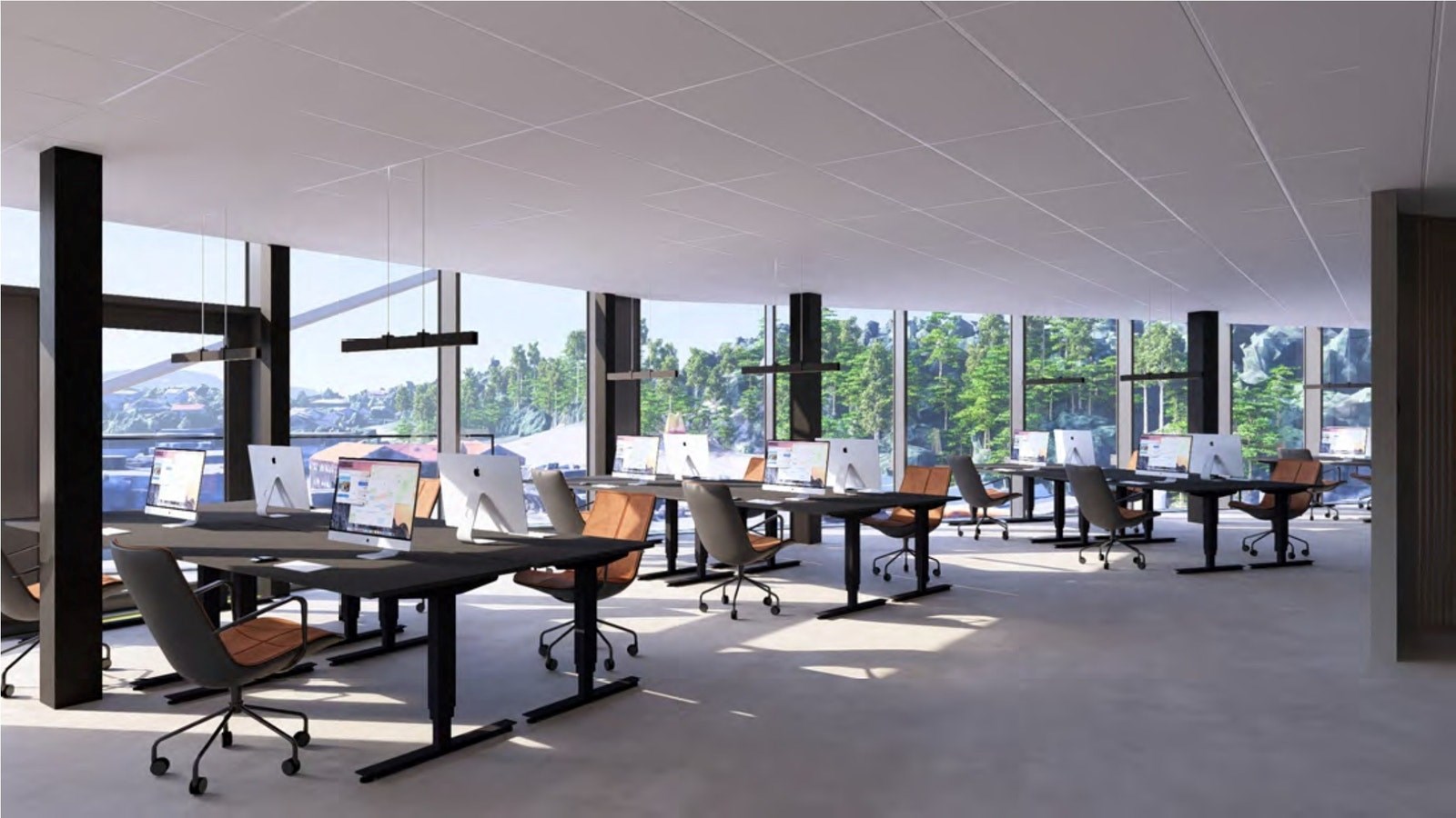 3D illustrasjonen viser forslag til møblering